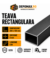 Teava rectangulara 200 x 100 x 6 mm, 6 metri